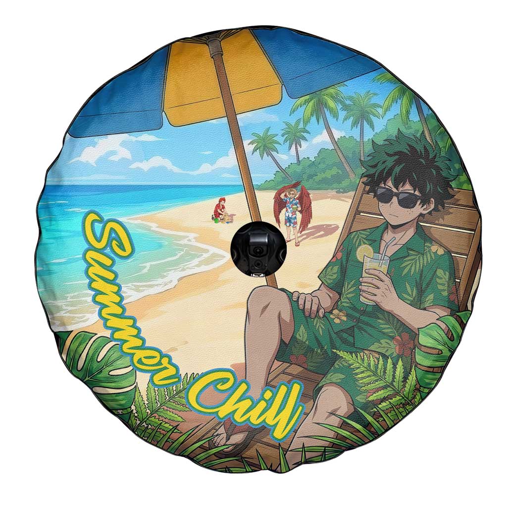 Midoriya Izuku Summer Chill Spare Tire Cover Tropical Anime Relaxation Scene