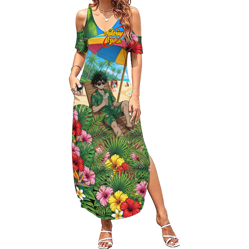Midoriya Izuku Summer Chill Summer Maxi Dress Tropical Anime Relaxation Scene