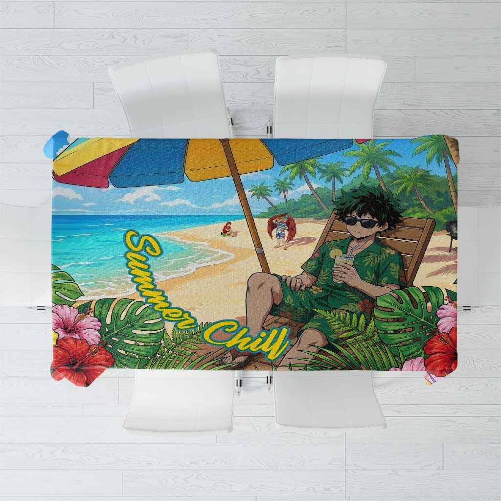 Midoriya Izuku Summer Chill Tablecloth Tropical Anime Relaxation Scene