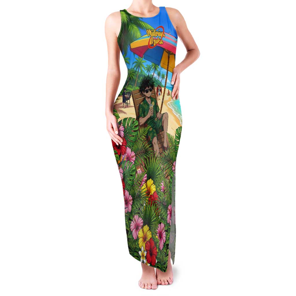 Midoriya Izuku Summer Chill Tank Maxi Dress Tropical Anime Relaxation Scene