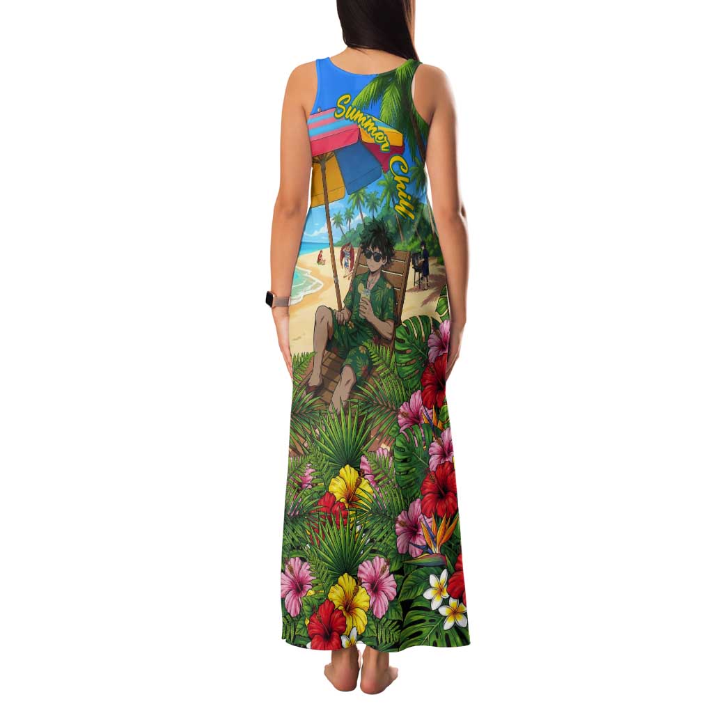 Midoriya Izuku Summer Chill Tank Maxi Dress Tropical Anime Relaxation Scene