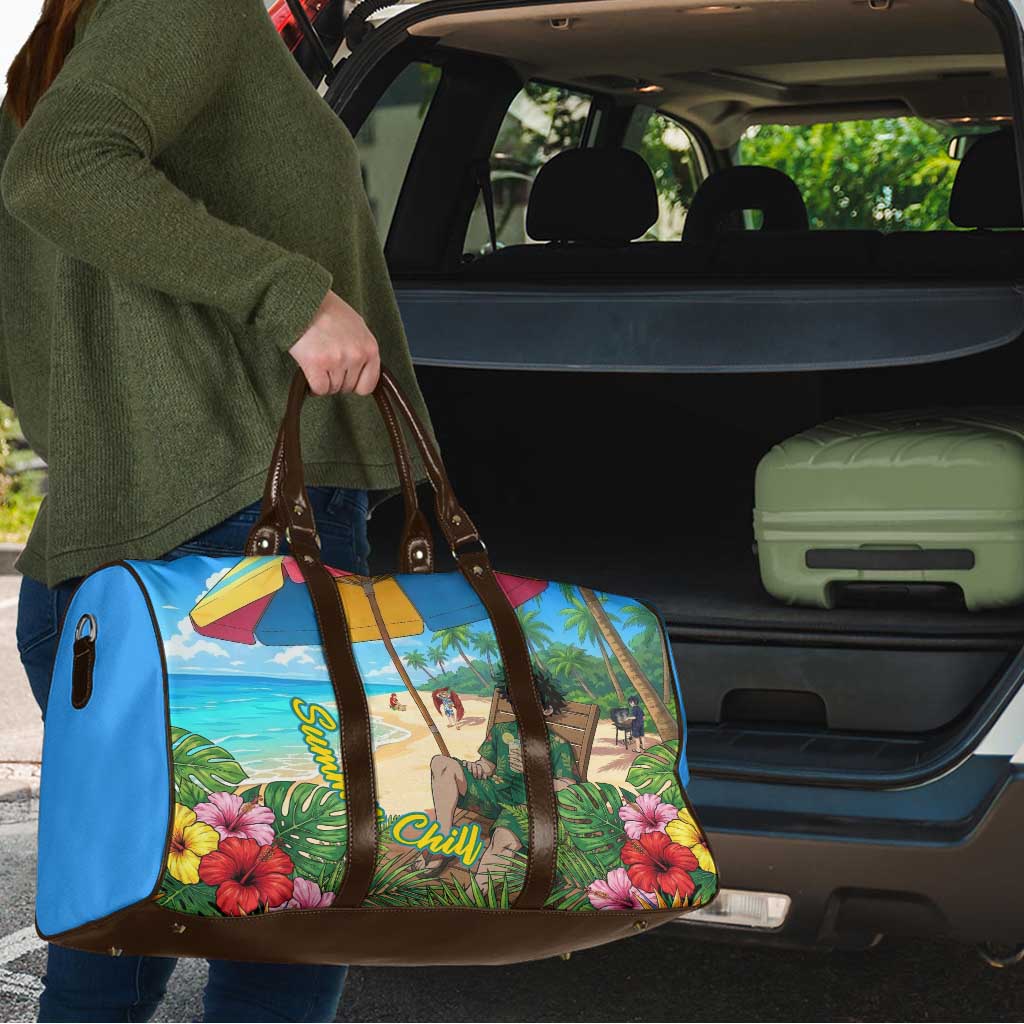 Midoriya Izuku Summer Chill Travel Bag Tropical Anime Relaxation Scene