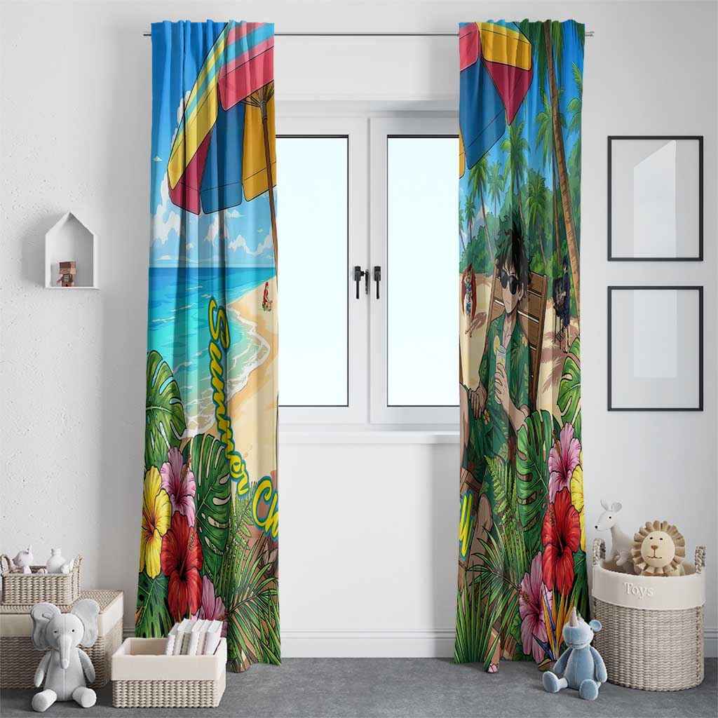 Midoriya Izuku Summer Chill Window Curtain Tropical Anime Relaxation Scene