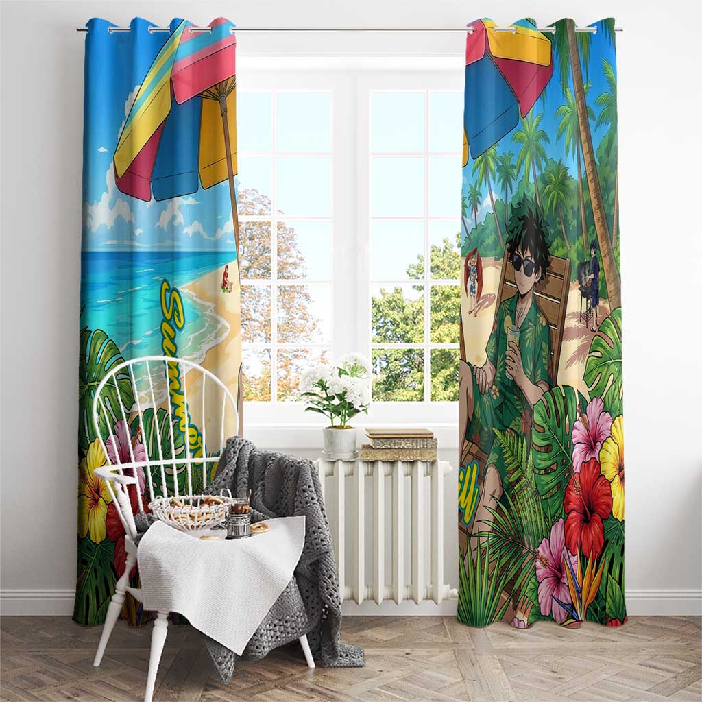 Midoriya Izuku Summer Chill Window Curtain Tropical Anime Relaxation Scene