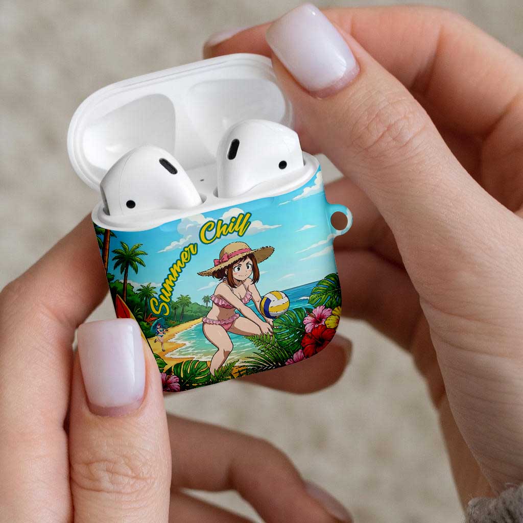 Ochako Uraraka Summer Chill AirPods Case Tropical Anime Beach Play