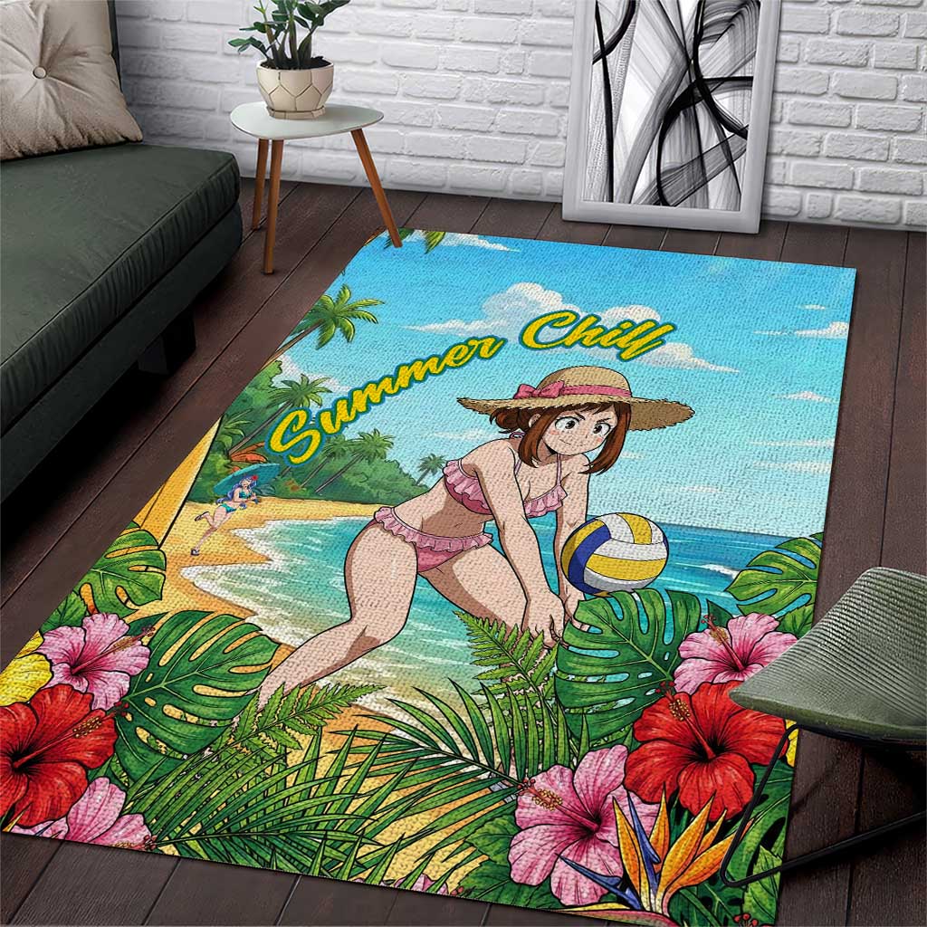 Ochako Uraraka Summer Chill Area Rug Tropical Anime Beach Play