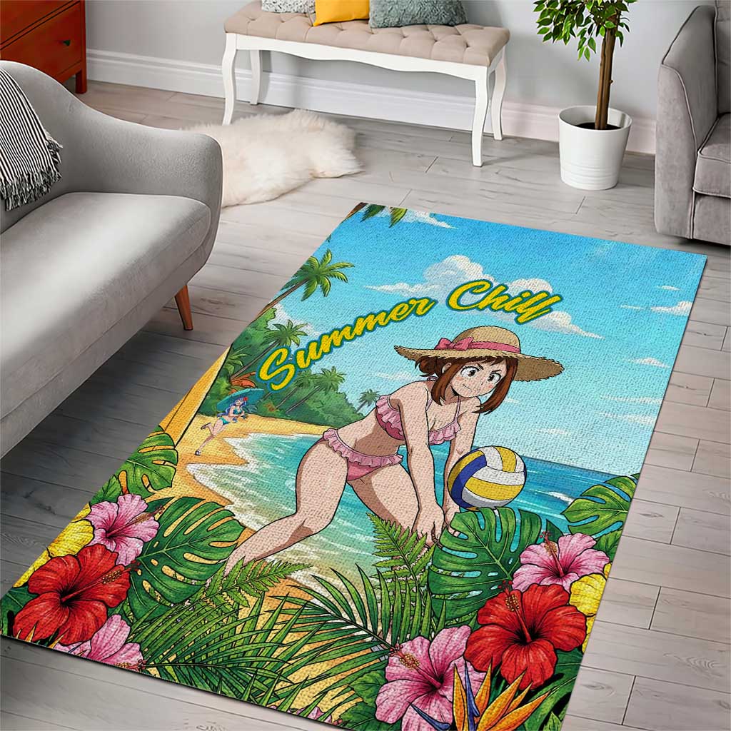Ochako Uraraka Summer Chill Area Rug Tropical Anime Beach Play