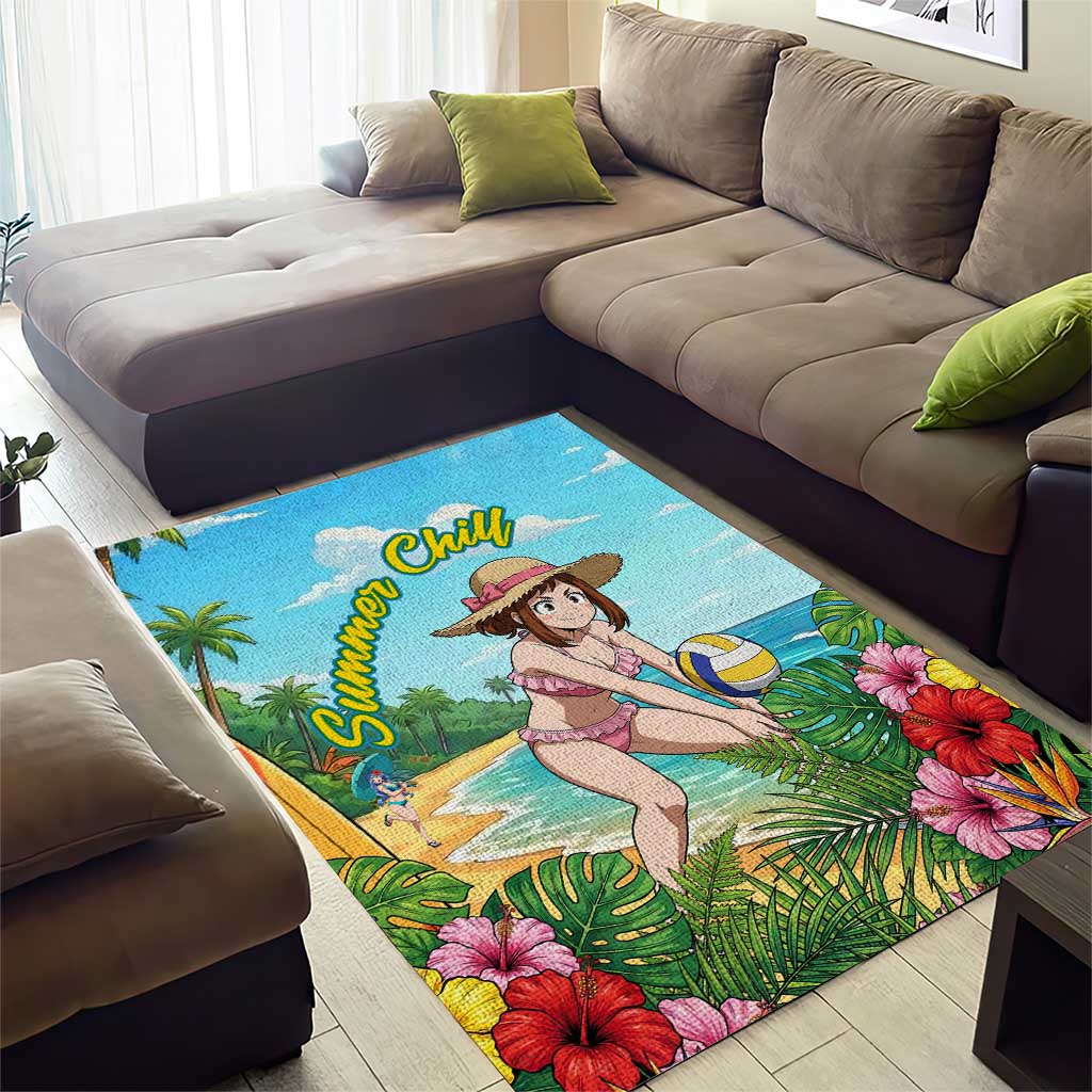 Ochako Uraraka Summer Chill Area Rug Tropical Anime Beach Play