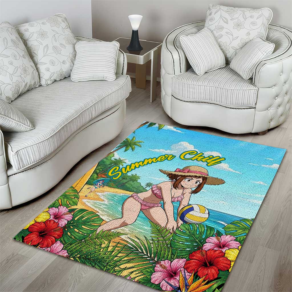 Ochako Uraraka Summer Chill Area Rug Tropical Anime Beach Play