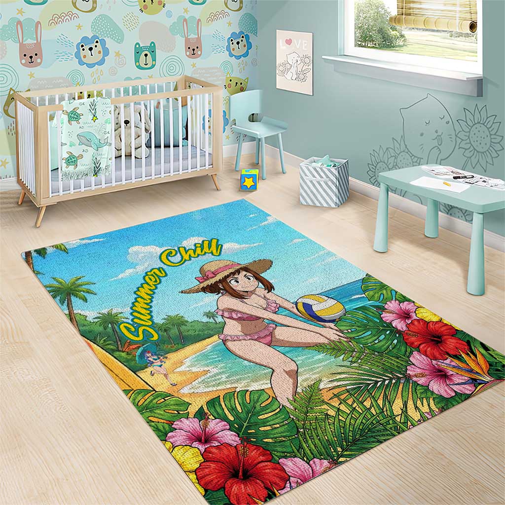 Ochako Uraraka Summer Chill Area Rug Tropical Anime Beach Play