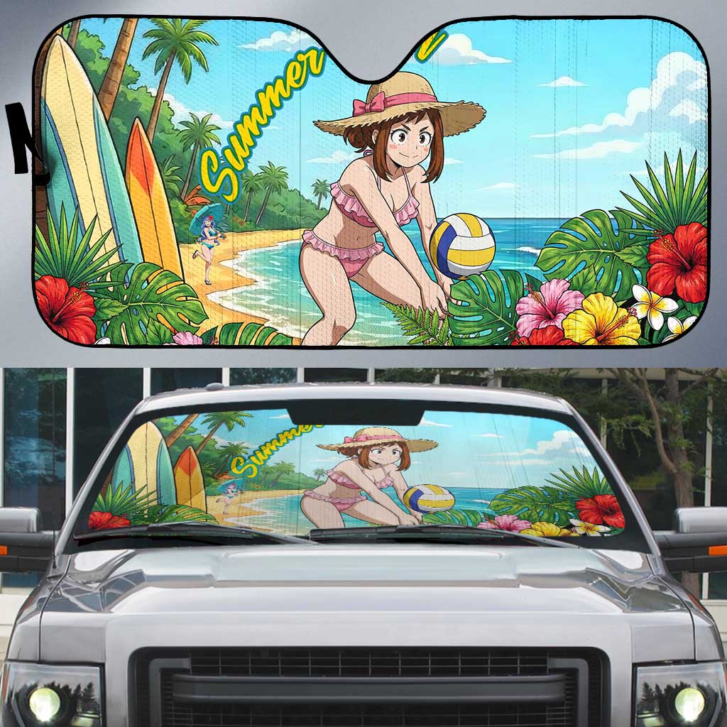 Ochako Uraraka Summer Chill Auto Sun Shade Tropical Anime Beach Play
