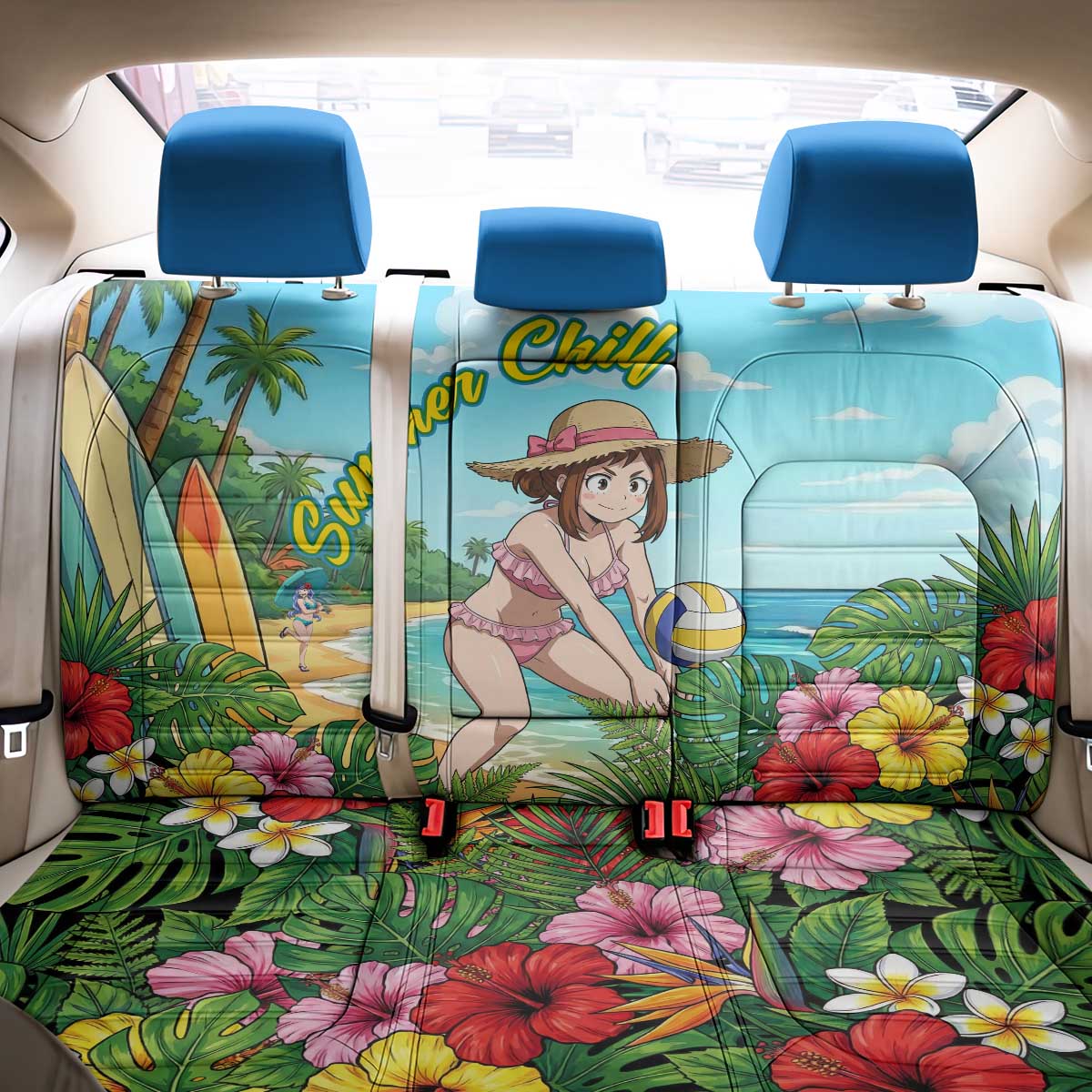 Ochako Uraraka Summer Chill Back Car Seat Cover Tropical Anime Beach Play