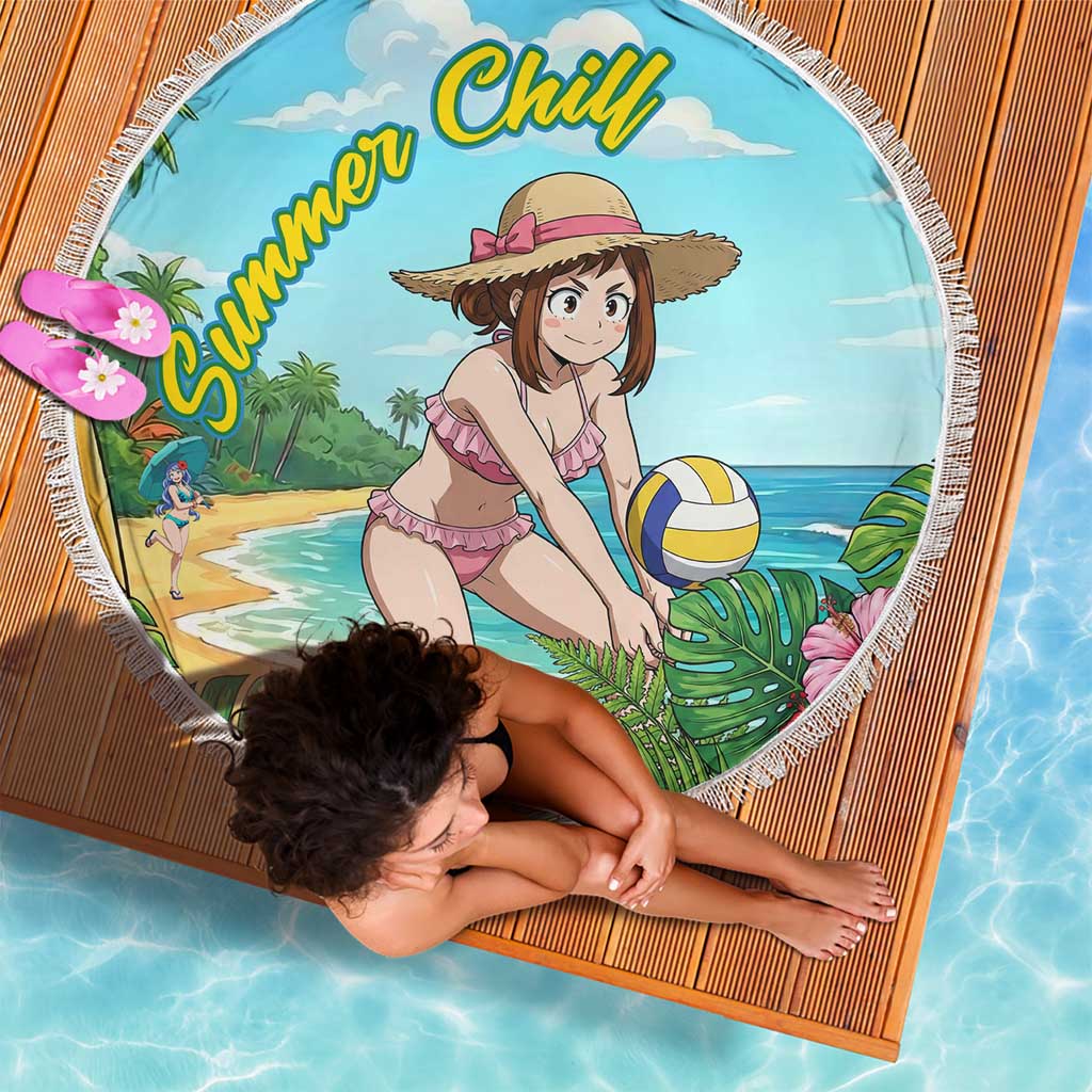Ochako Uraraka Summer Chill Beach Blanket Tropical Anime Beach Play