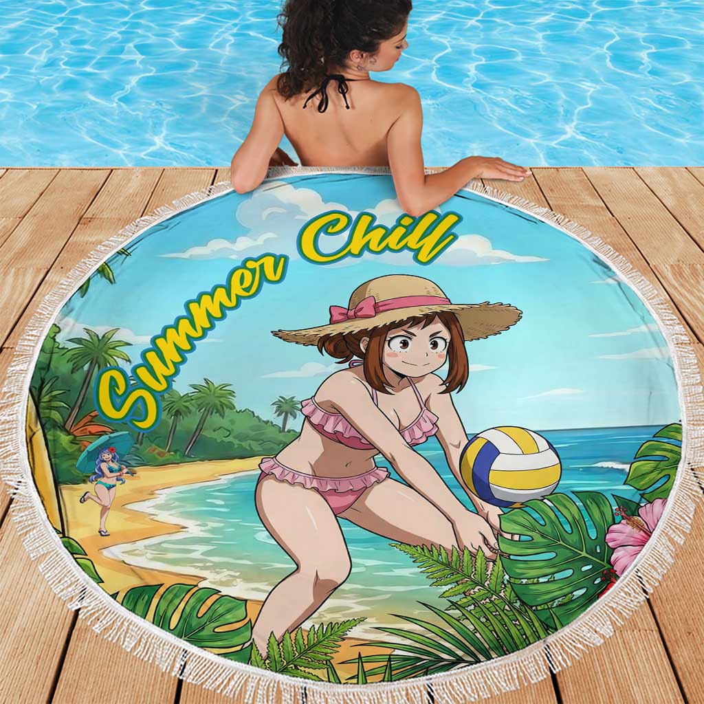 Ochako Uraraka Summer Chill Beach Blanket Tropical Anime Beach Play