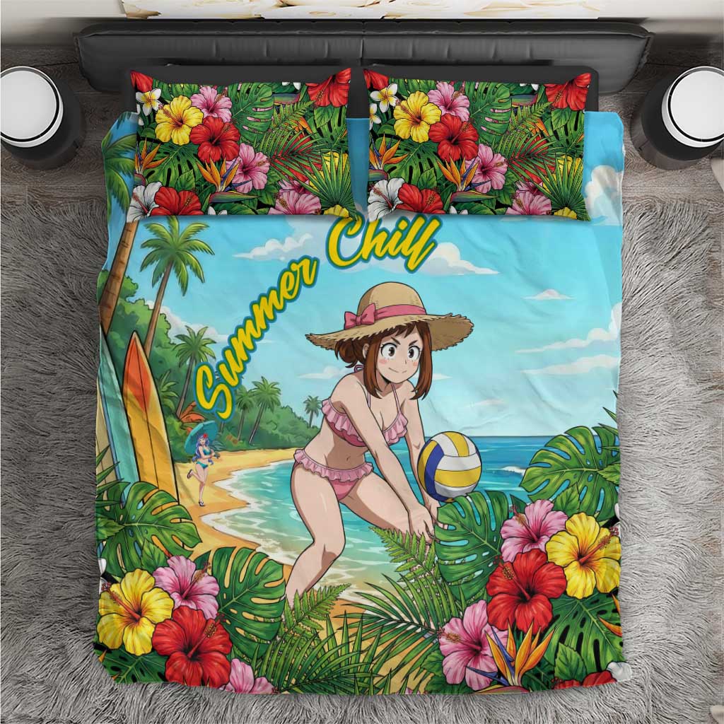 Ochako Uraraka Summer Chill Bedding Set Tropical Anime Beach Play