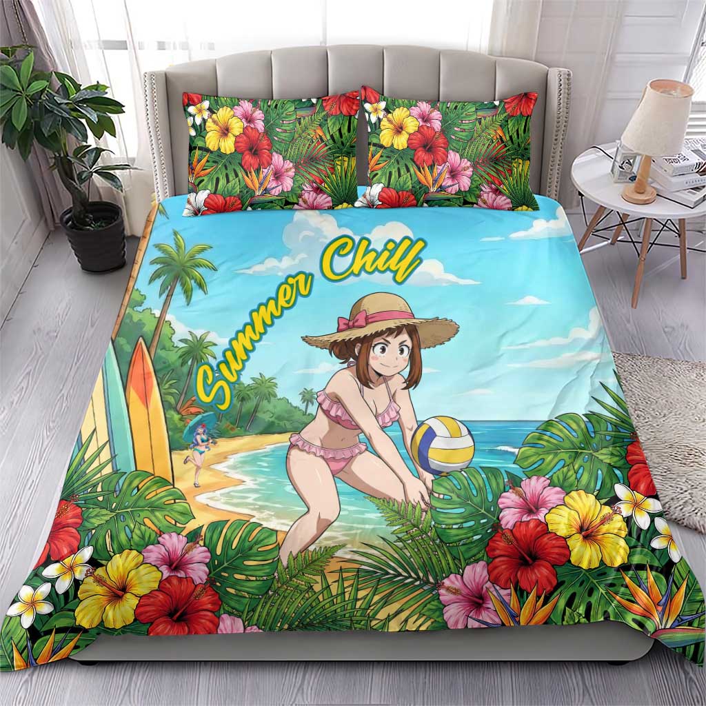 Ochako Uraraka Summer Chill Bedding Set Tropical Anime Beach Play