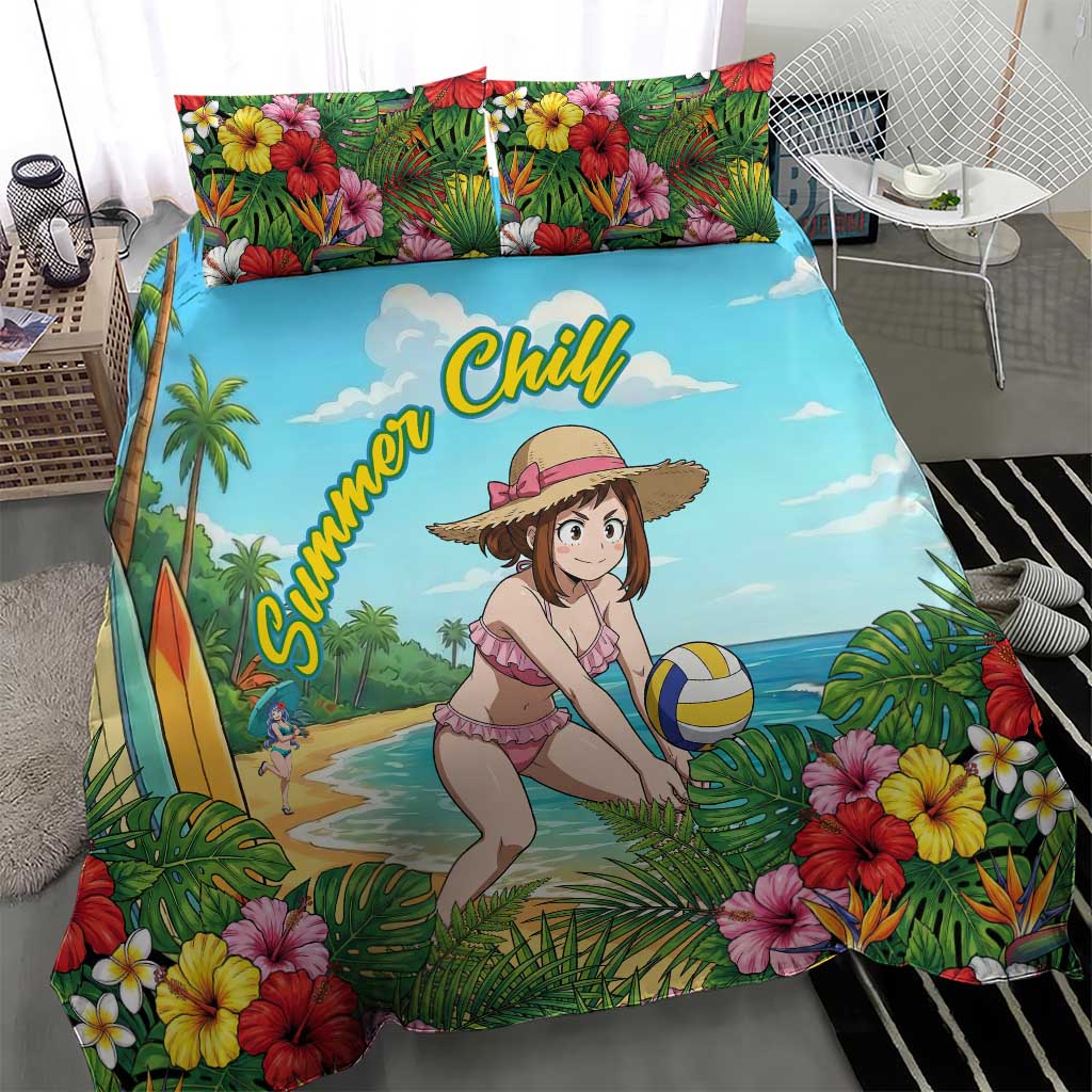 Ochako Uraraka Summer Chill Bedding Set Tropical Anime Beach Play