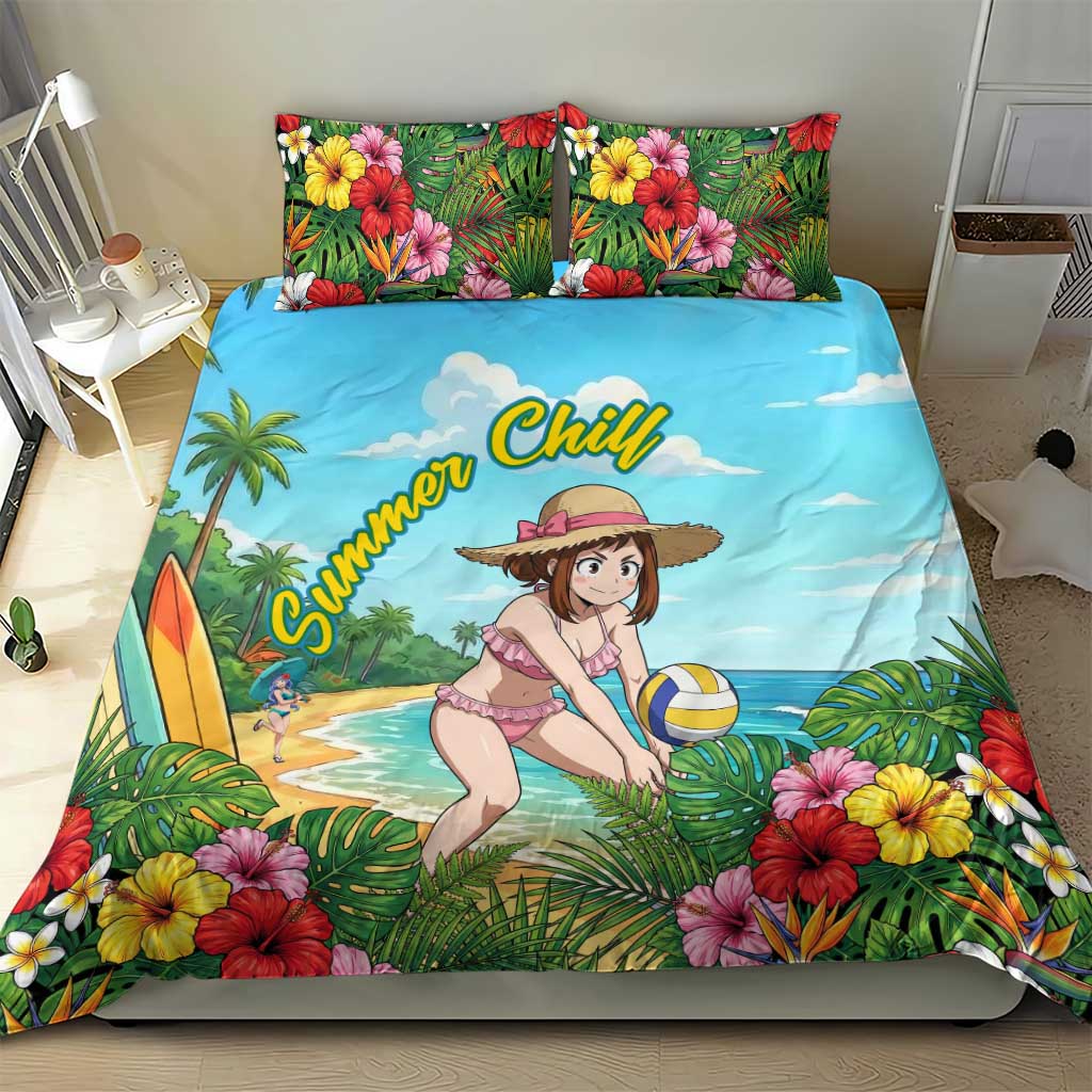 Ochako Uraraka Summer Chill Bedding Set Tropical Anime Beach Play