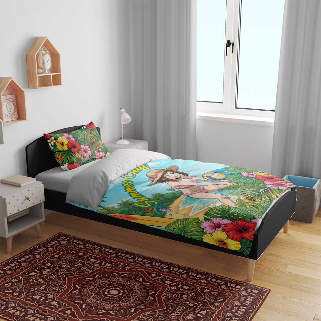 Ochako Uraraka Summer Chill Bedding Set Tropical Anime Beach Play