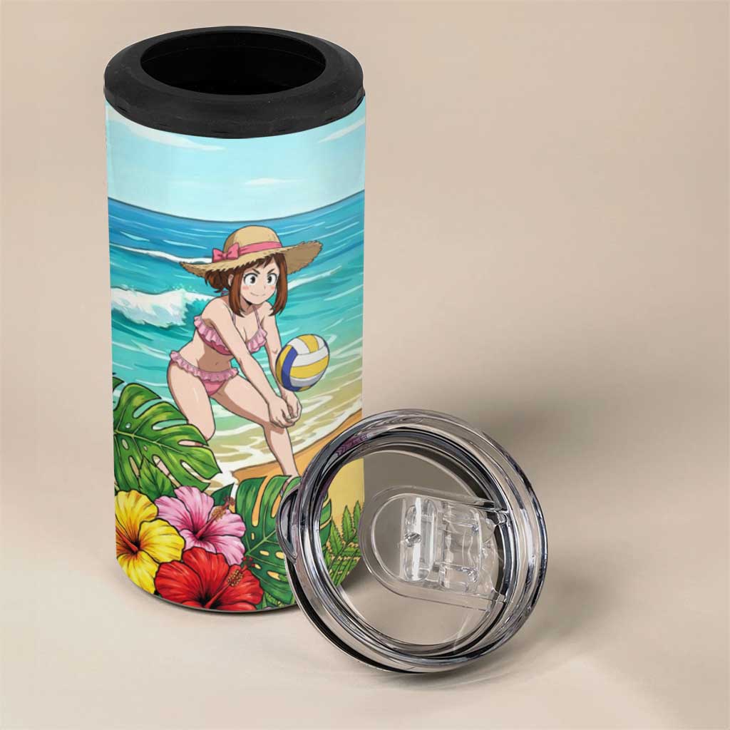Ochako Uraraka Summer Chill 4 in 1 Can Cooler Tumbler Tropical Anime Beach Play
