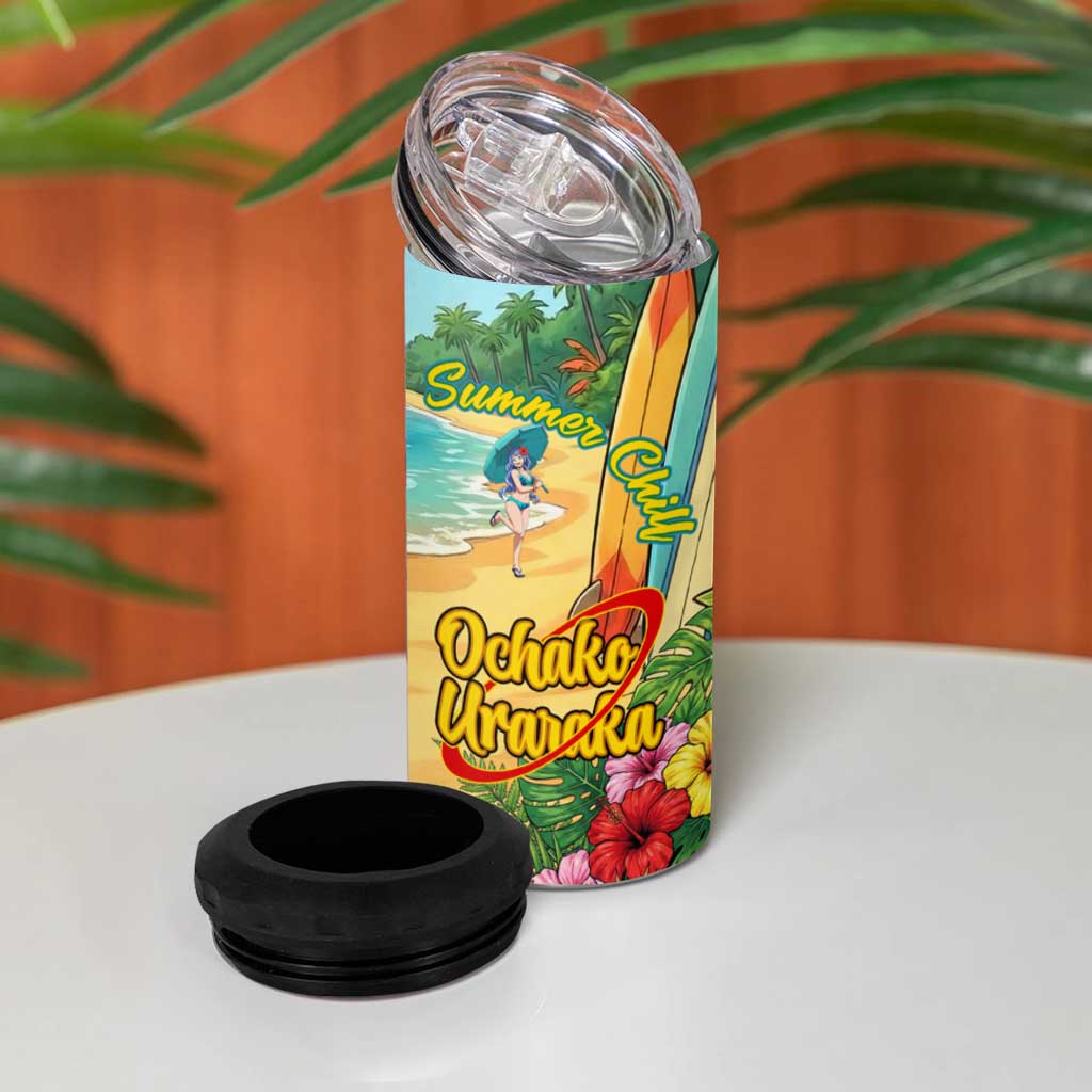 Ochako Uraraka Summer Chill 4 in 1 Can Cooler Tumbler Tropical Anime Beach Play