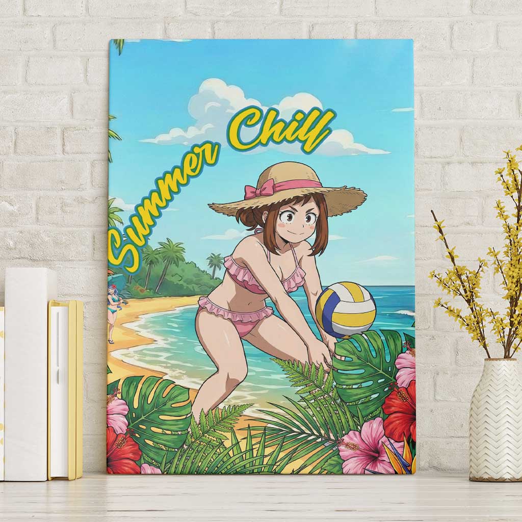 Ochako Uraraka Summer Chill Canvas Wall Art Tropical Anime Beach Play
