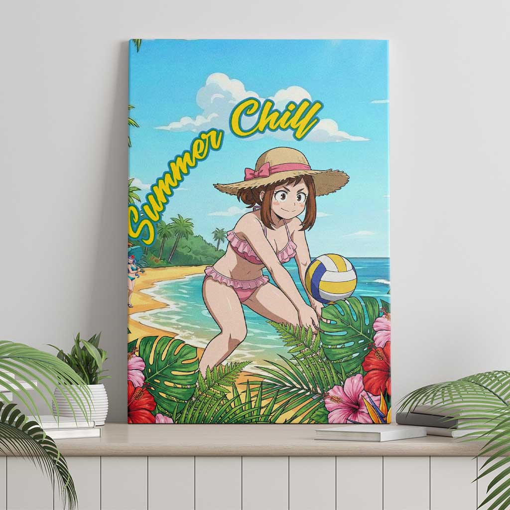 Ochako Uraraka Summer Chill Canvas Wall Art Tropical Anime Beach Play