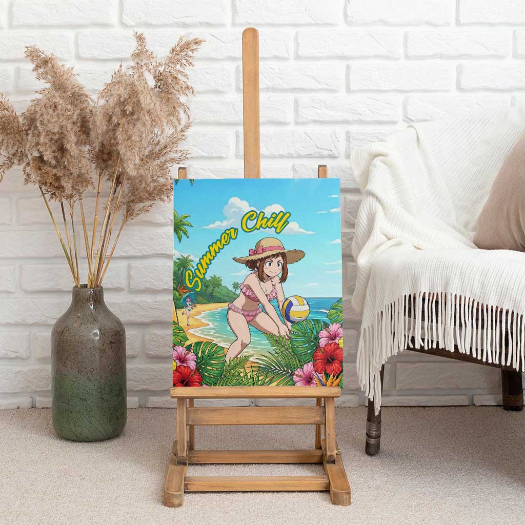 Ochako Uraraka Summer Chill Canvas Wall Art Tropical Anime Beach Play