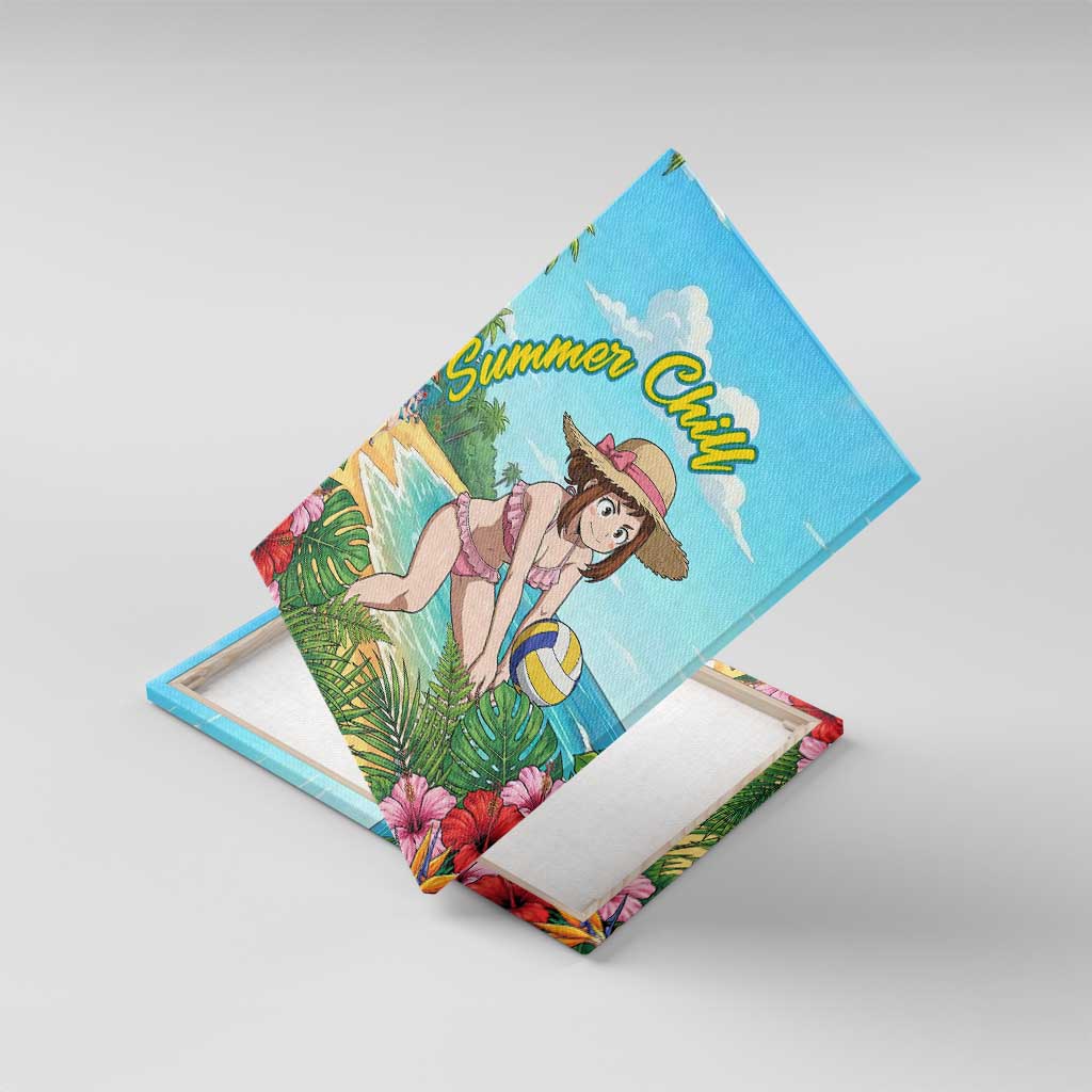 Ochako Uraraka Summer Chill Canvas Wall Art Tropical Anime Beach Play