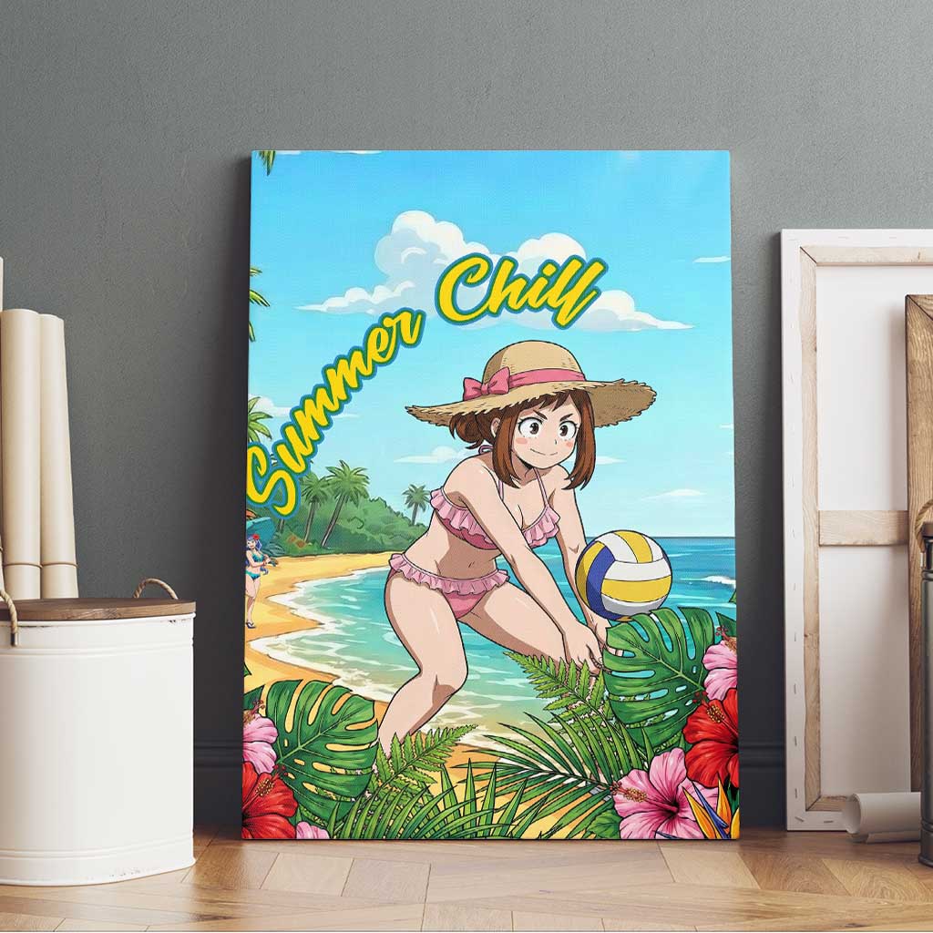 Ochako Uraraka Summer Chill Canvas Wall Art Tropical Anime Beach Play