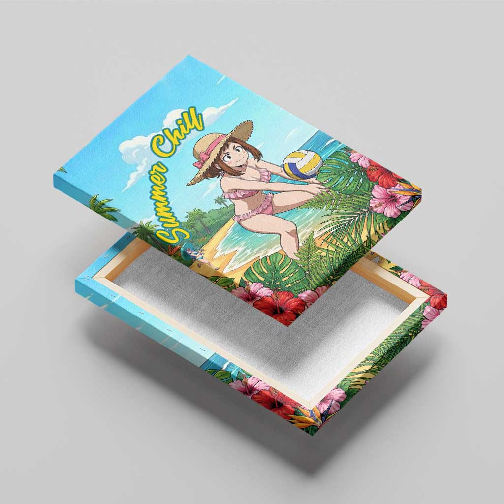 Ochako Uraraka Summer Chill Canvas Wall Art Tropical Anime Beach Play