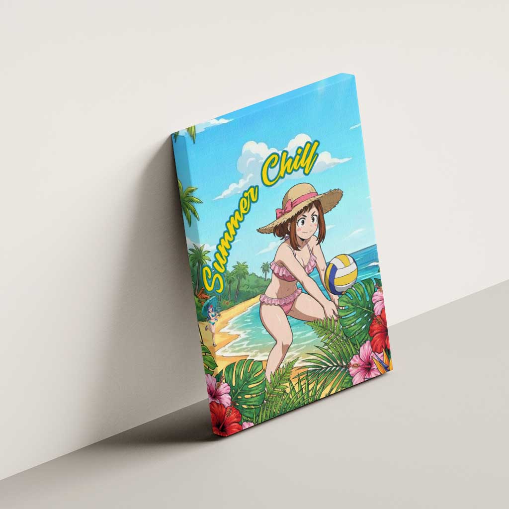 Ochako Uraraka Summer Chill Canvas Wall Art Tropical Anime Beach Play
