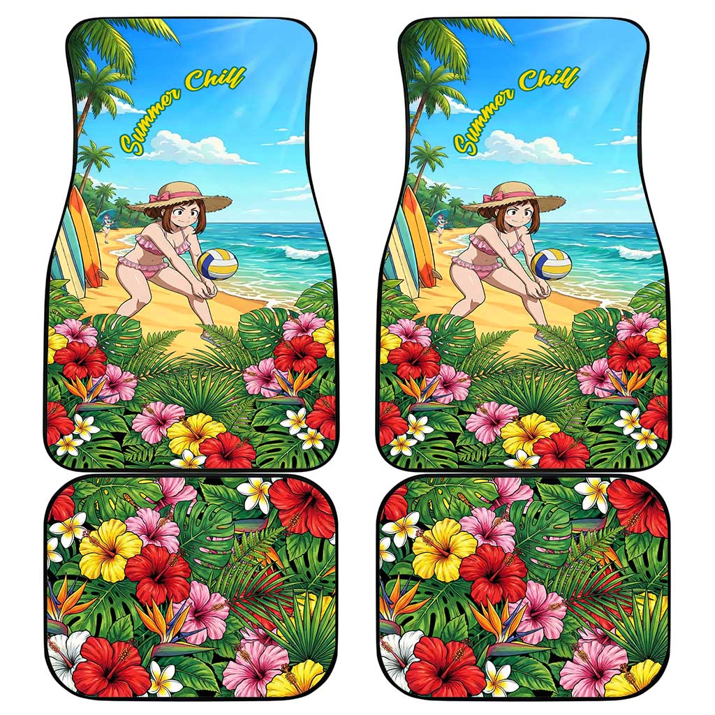 Ochako Uraraka Summer Chill Car Mats Tropical Anime Beach Play