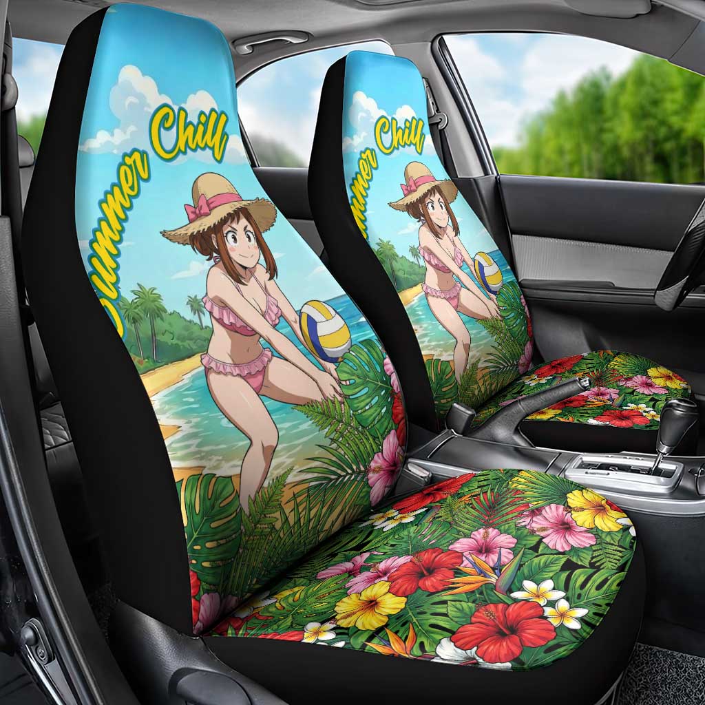 Ochako Uraraka Summer Chill Car Seat Cover Tropical Anime Beach Play