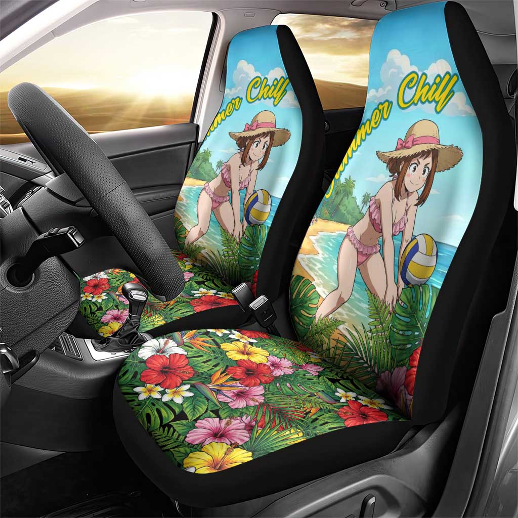 Ochako Uraraka Summer Chill Car Seat Cover Tropical Anime Beach Play