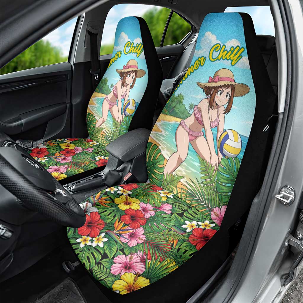 Ochako Uraraka Summer Chill Car Seat Cover Tropical Anime Beach Play