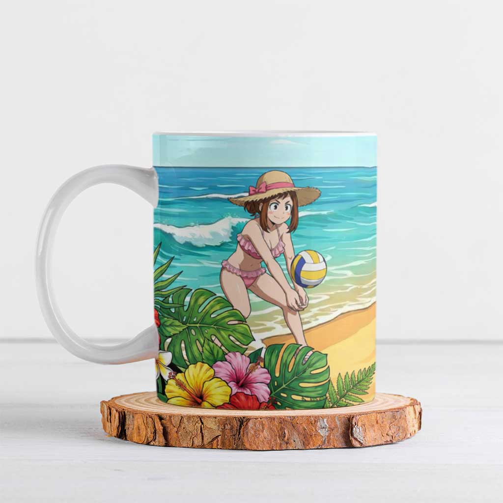 Ochako Uraraka Summer Chill Ceramic Mug Tropical Anime Beach Play