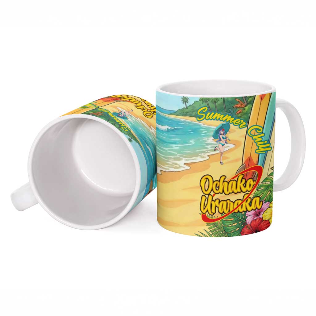Ochako Uraraka Summer Chill Ceramic Mug Tropical Anime Beach Play