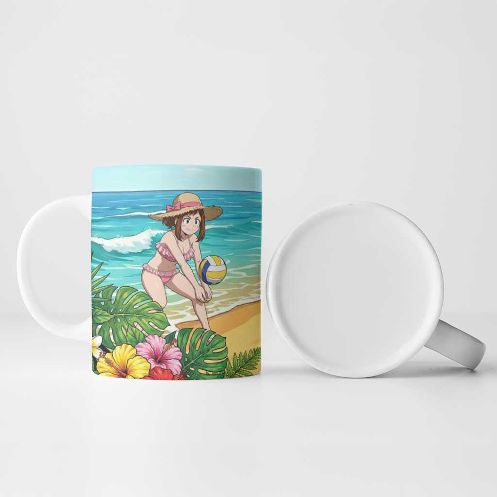 Ochako Uraraka Summer Chill Ceramic Mug Tropical Anime Beach Play