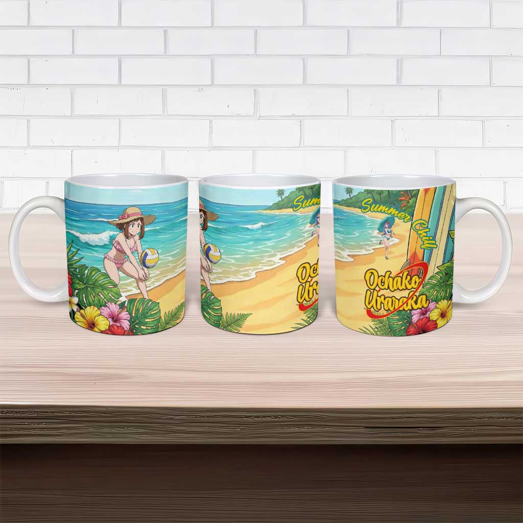 Ochako Uraraka Summer Chill Ceramic Mug Tropical Anime Beach Play