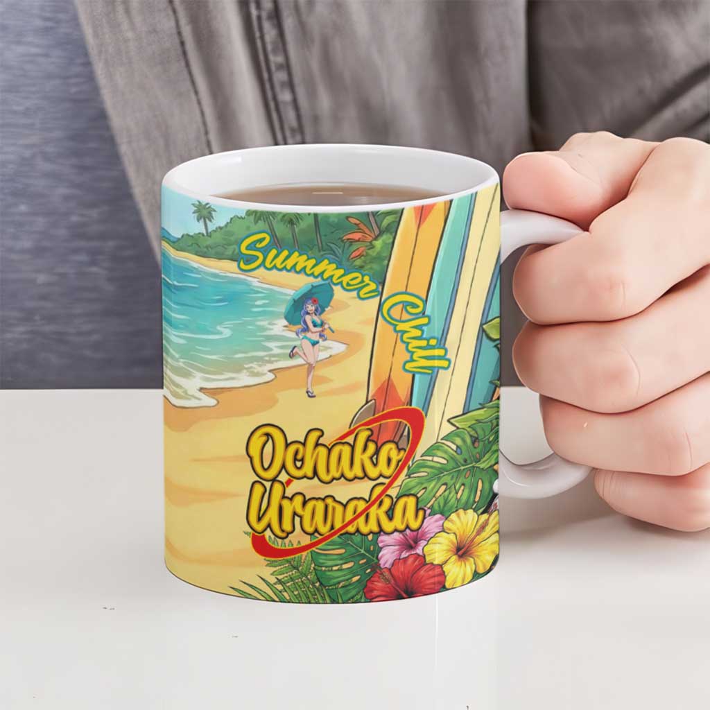 Ochako Uraraka Summer Chill Ceramic Mug Tropical Anime Beach Play
