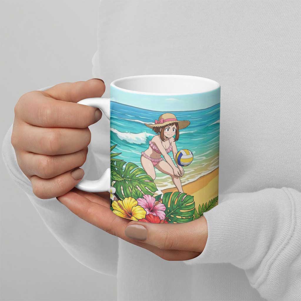 Ochako Uraraka Summer Chill Ceramic Mug Tropical Anime Beach Play