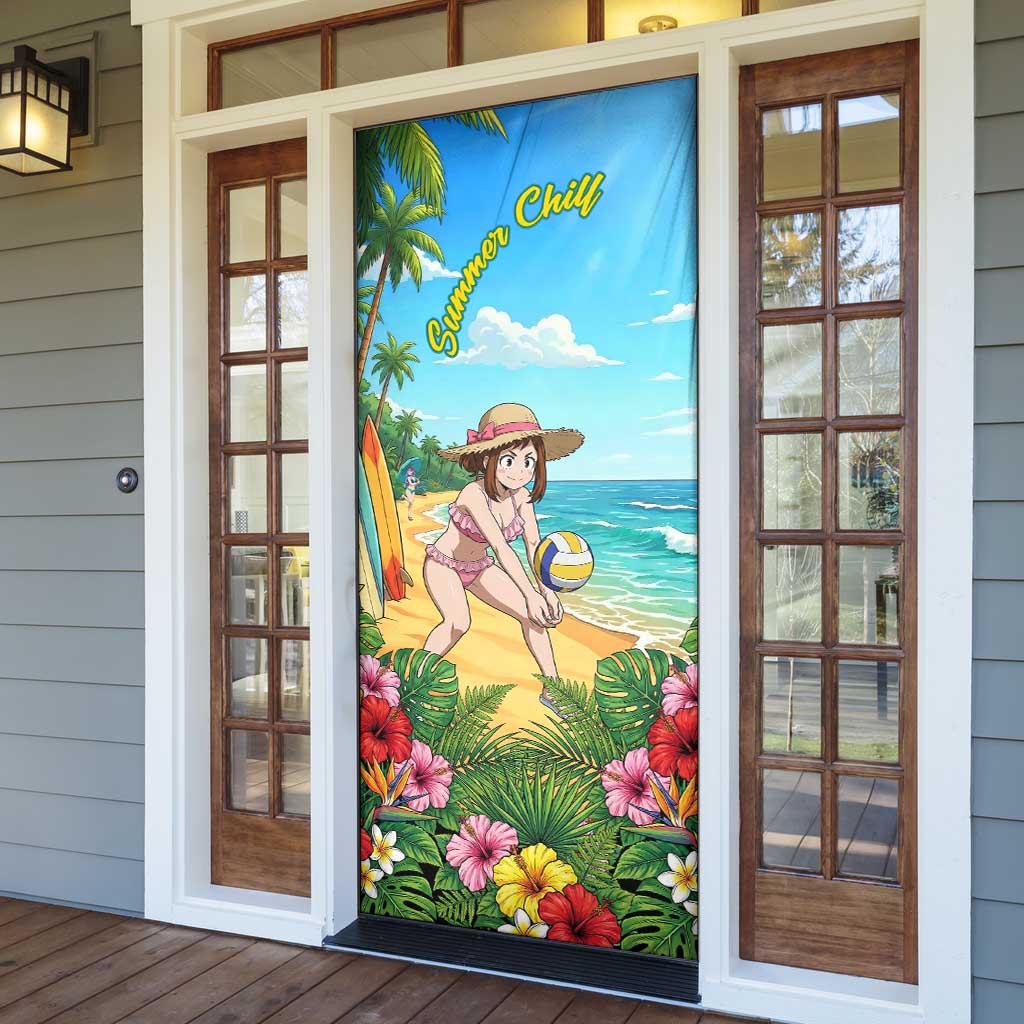 Ochako Uraraka Summer Chill Door Cover Tropical Anime Beach Play