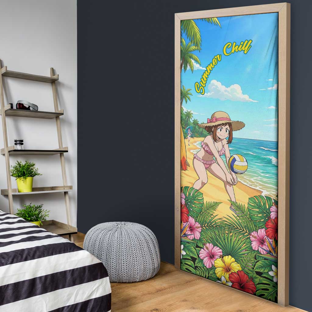 Ochako Uraraka Summer Chill Door Cover Tropical Anime Beach Play