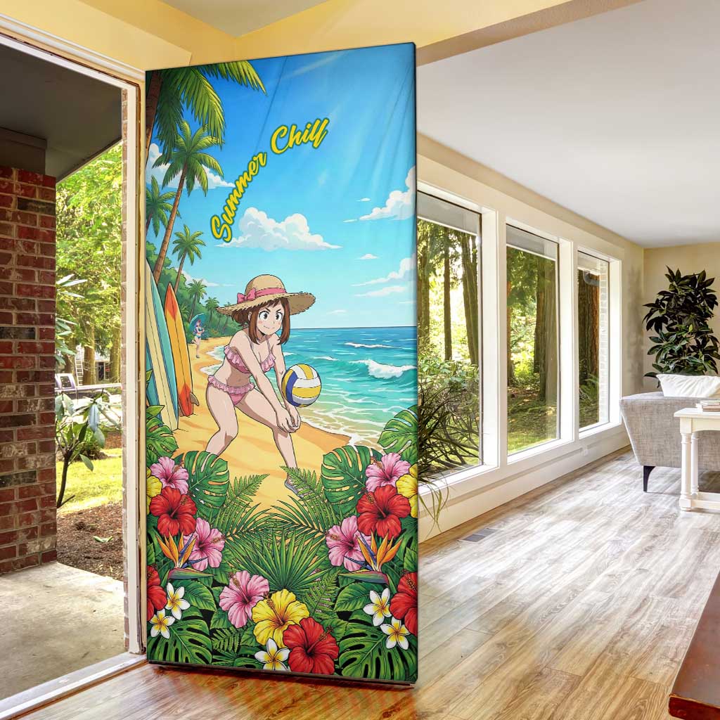 Ochako Uraraka Summer Chill Door Cover Tropical Anime Beach Play