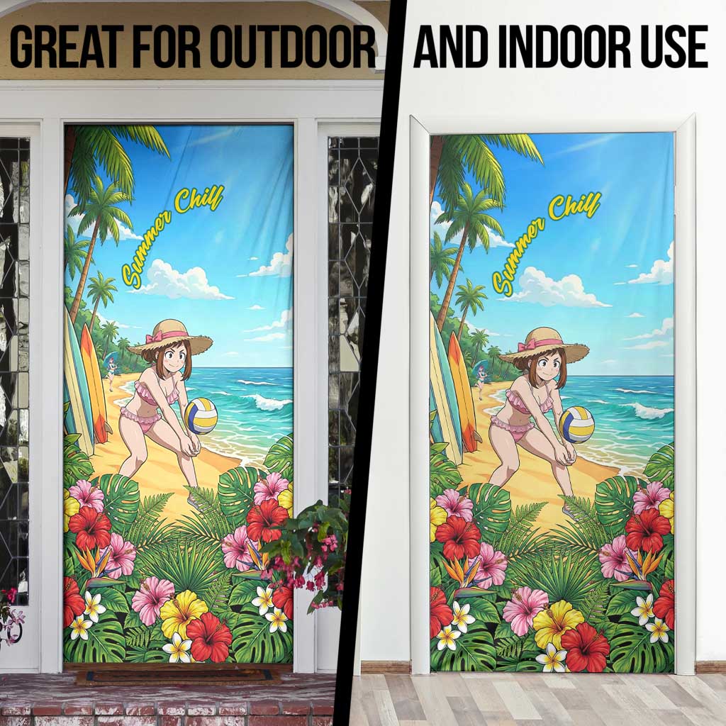 Ochako Uraraka Summer Chill Door Cover Tropical Anime Beach Play