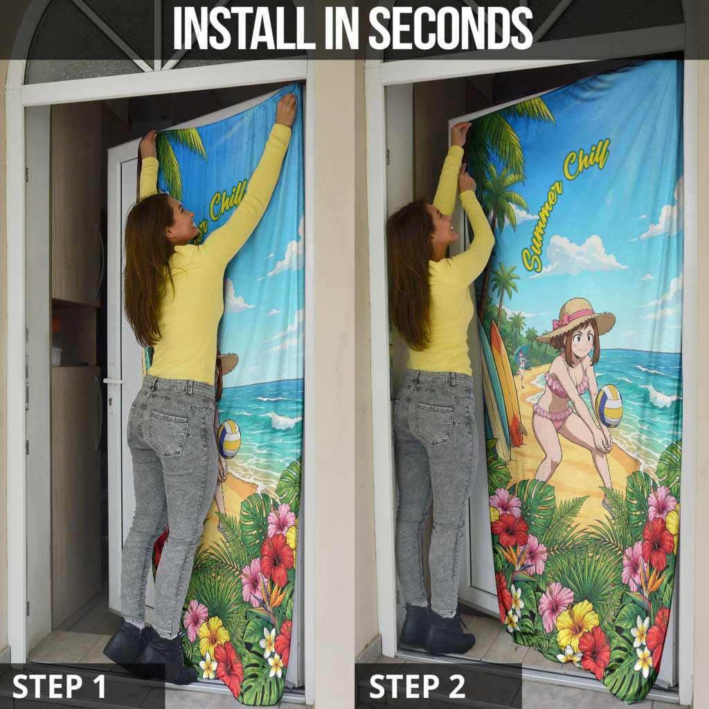 Ochako Uraraka Summer Chill Door Cover Tropical Anime Beach Play