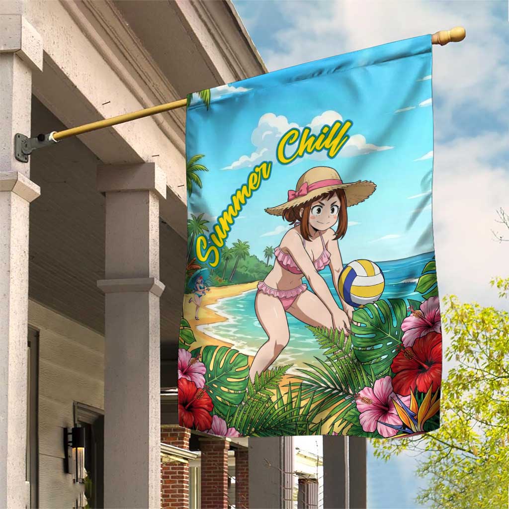 Ochako Uraraka Summer Chill Garden Flag Tropical Anime Beach Play