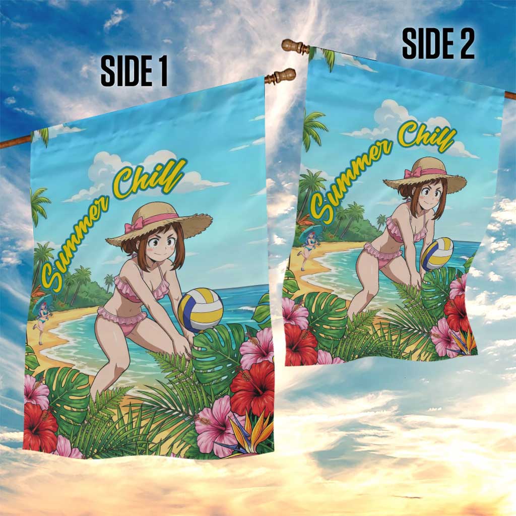 Ochako Uraraka Summer Chill Garden Flag Tropical Anime Beach Play