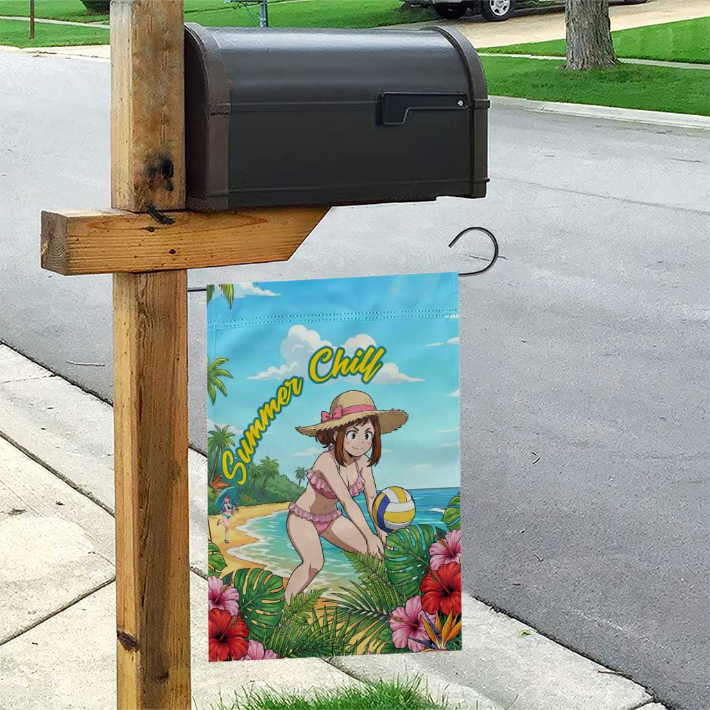 Ochako Uraraka Summer Chill Garden Flag Tropical Anime Beach Play